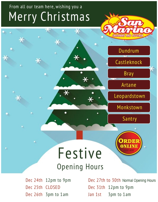 San Marino - Merry Christmas - Opening Hours